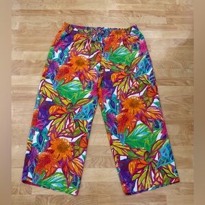Lauren Ralph Lauren tropical floral polyester wide leg Woman’s pants size 3X